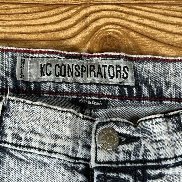 KC Conspirators Jeans Men’s  32x32 Gray Denim BUTTON FLY Skinny Designer - Picture 14 of 16